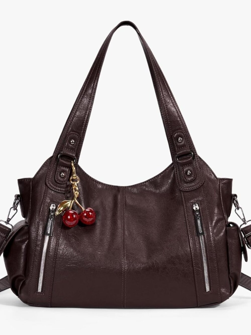 Slouchy Hobo Shoulder Bag for Women Soft Leather Purse and Handbags Punk Style T